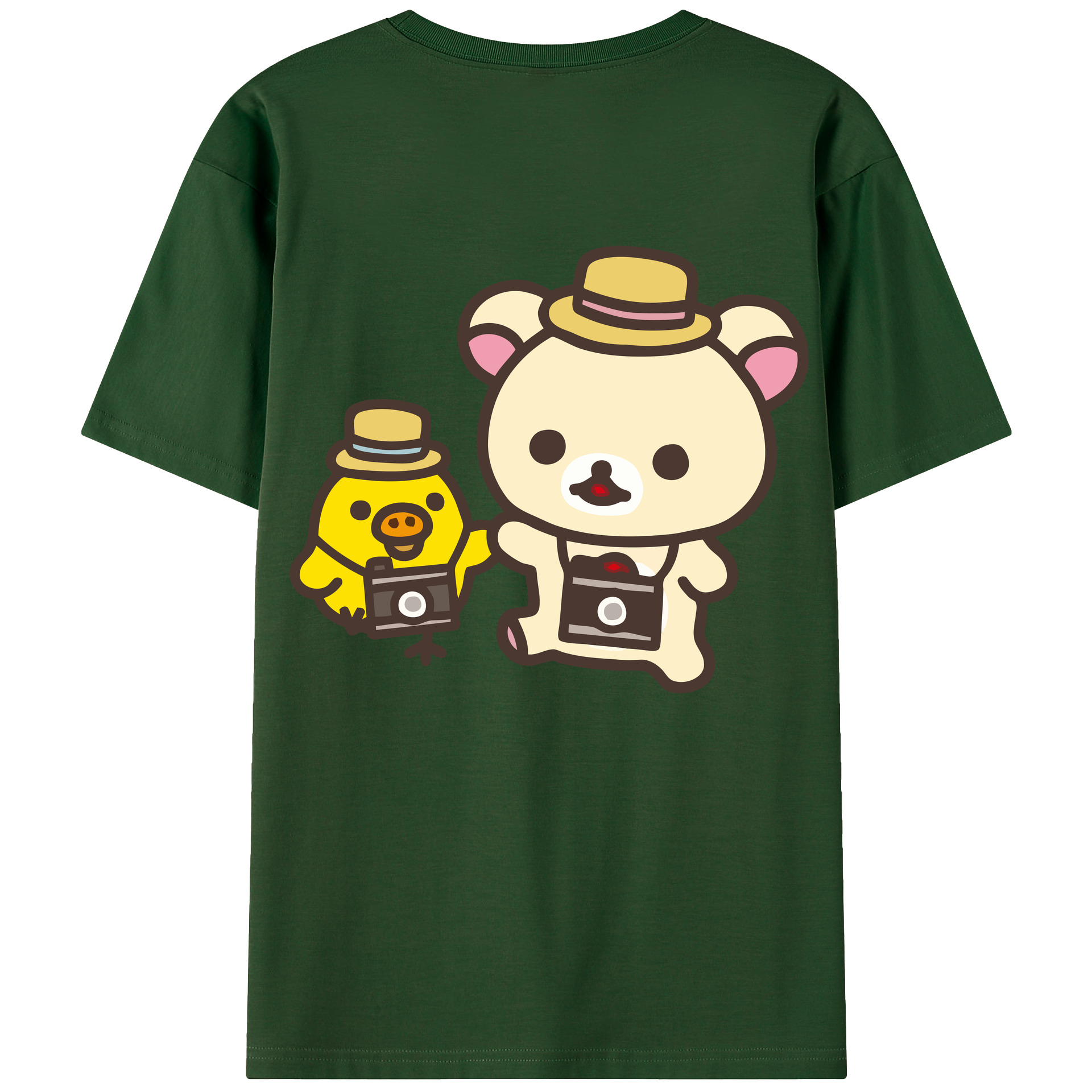 （画像用） リラックマ リラックマ キイロイトリ Rilakkuma Korilakkuma Kiiroitori 綿100％半袖Tシャツ（背面プリント）